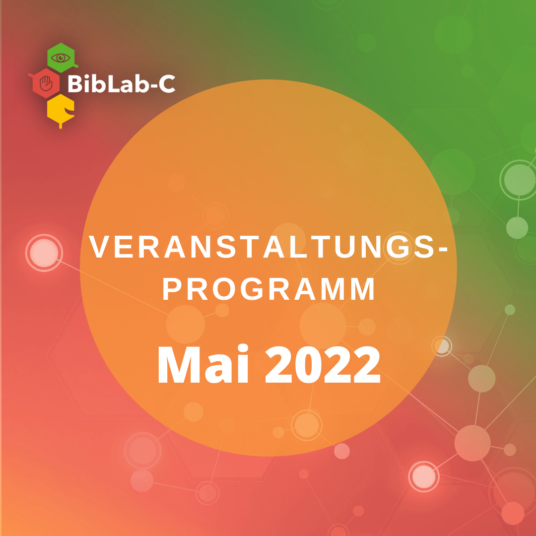 Orangefarbener Kreis mit Text, Veranstaltungsprogramm Mai 2022